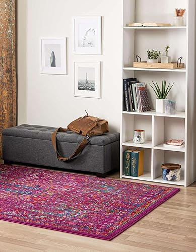 Miniatura 10 de Unique Loom Calypso Collection - Alfombra rectangular de 5 pies 3 pulgadas x 8 pies, color azul marinoverde