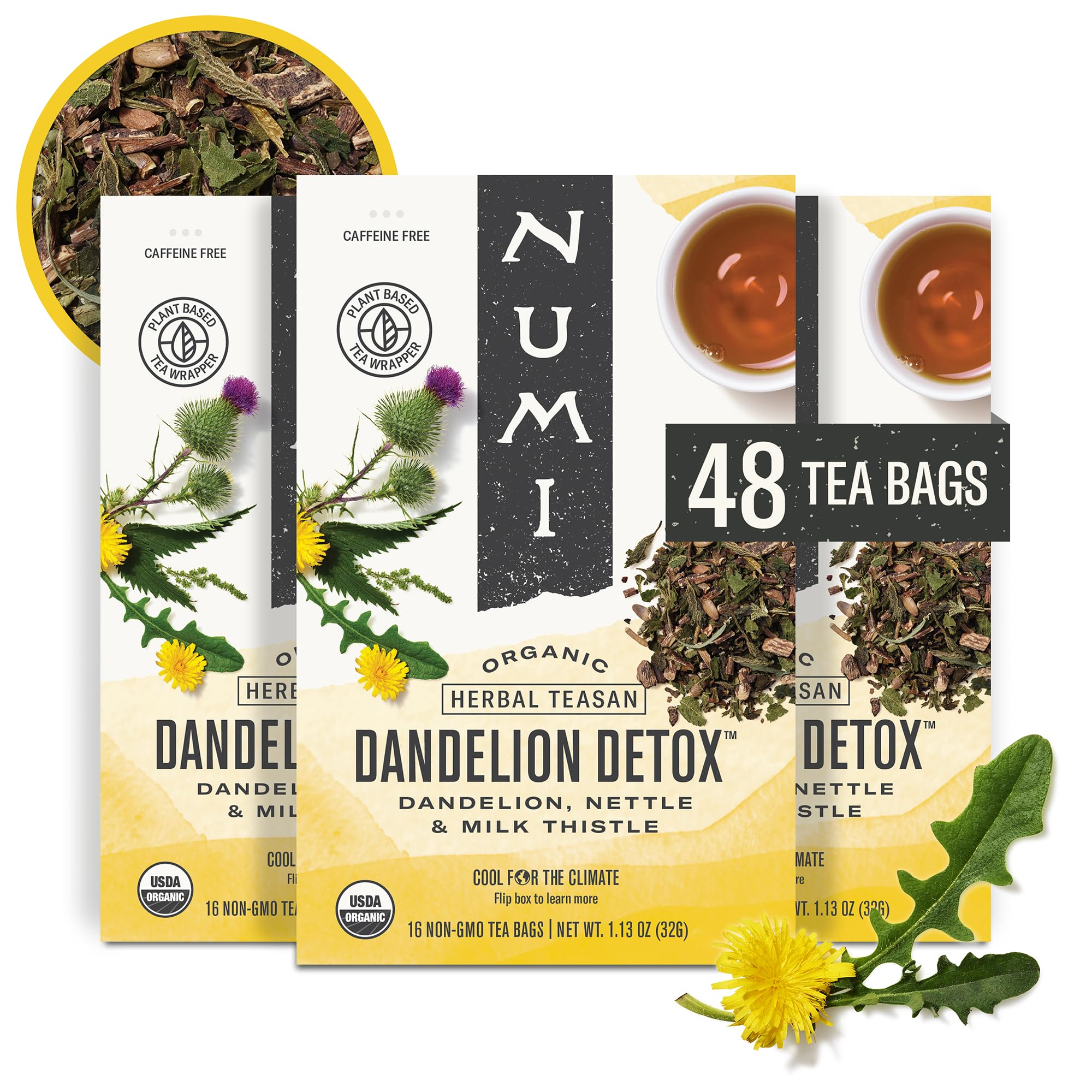 Amazon.com : Numi Organic Dandelion Detox Tea, 48 Herbal Tea Bags