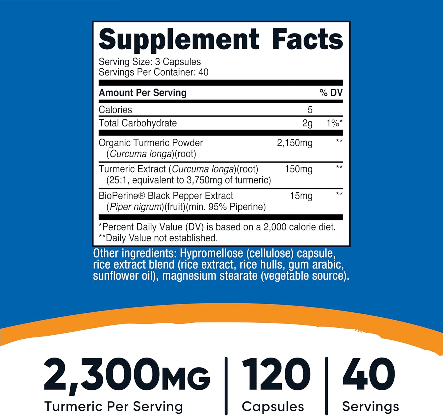 Nutricost Turmeric Curcumin Pills (3 Pack) with BioPerine and 95% Curcuminoids, 2300mg, 120 Capsules, Veggie Capsules, 767mg Per Cap, 40 Servings, Gluten Free, Non-GMO
