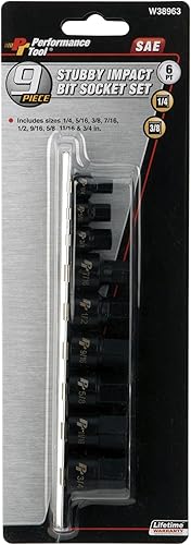 Miniatura 3 de Performance Tool W38963 Juego de llaves de vaso hexagonal Impact SAE de 9 piezas