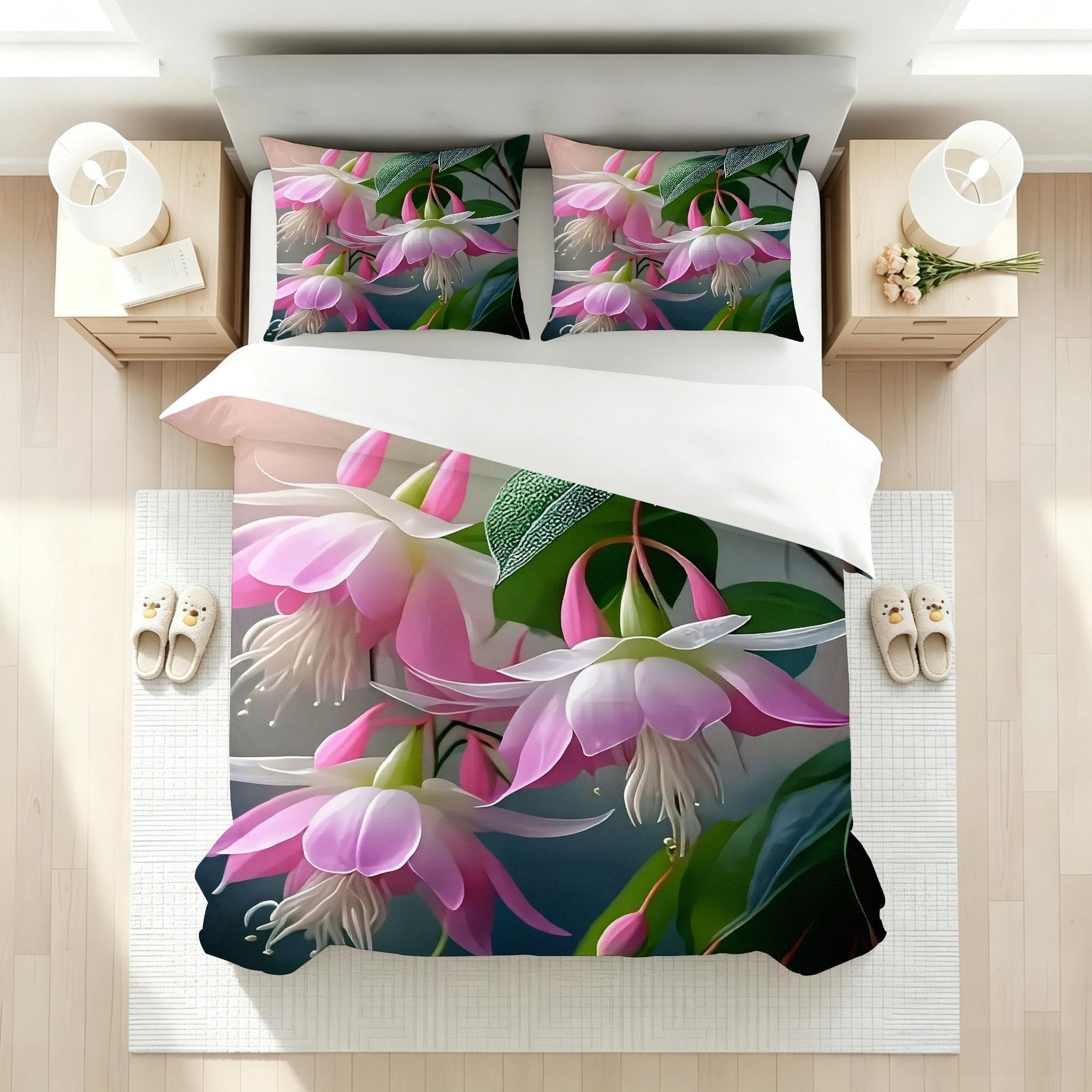 Copripiumino Matrimoniale Fiori Rosa 260x240, ZW888 | Traspiranti Durevoli Microfibra, per Tutta la Famiglia, Matrimoniale, per Tutte le Stagioni, con 2 Federe 50x80 cm