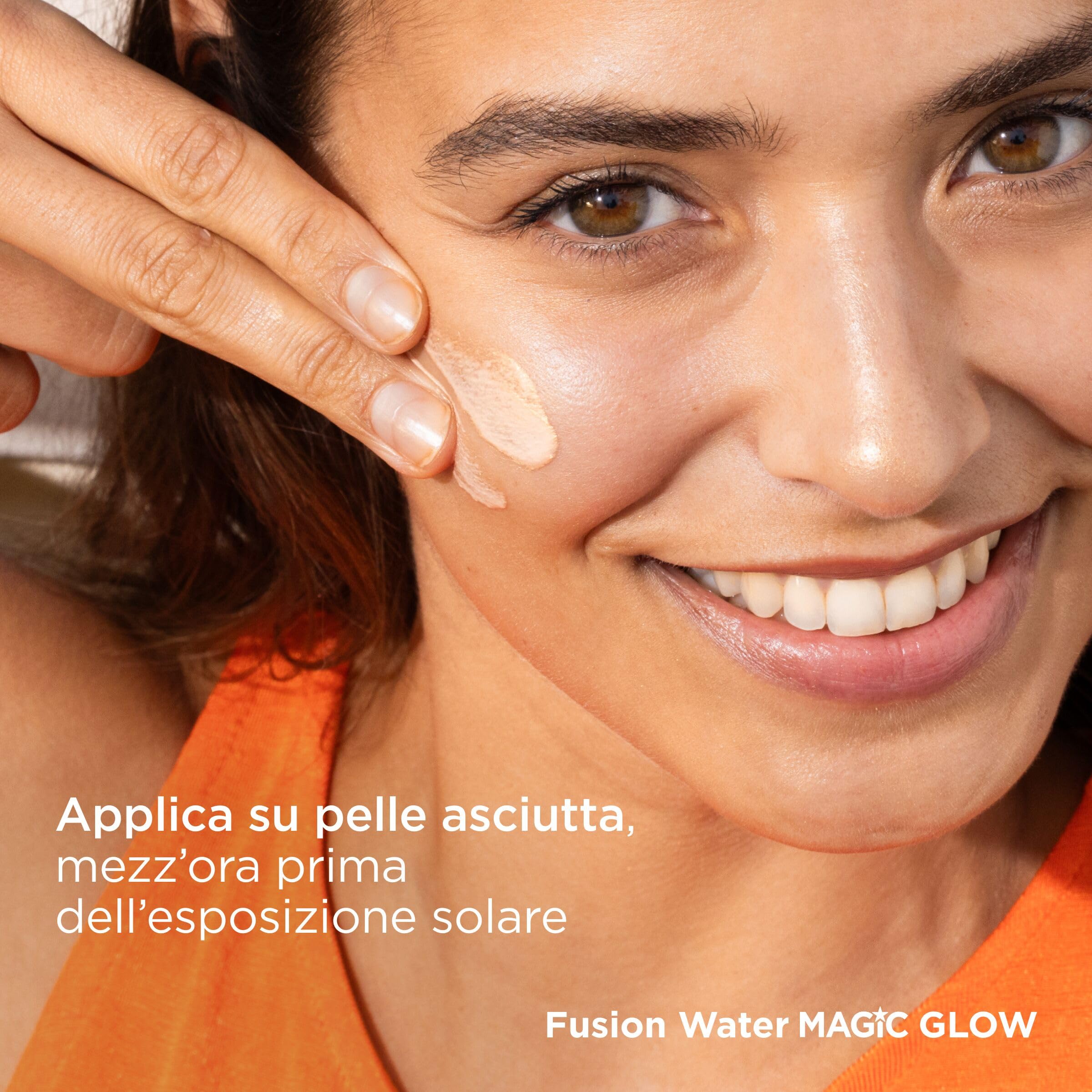 ISDIN Fotoprotector Fusion Water MAGIC Glow (50 ml) | Crema Solare Viso con Effetto Illuminante Glow | Leggera e Fase Esterna Acquosa