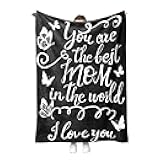 Battilo to My Mom Blanket Gift from Daughter Son, for Mom, Unique Gifts for Mom Mother Birthday, Super Soft Flannel Black Throw Blankets for Bed Couch 50