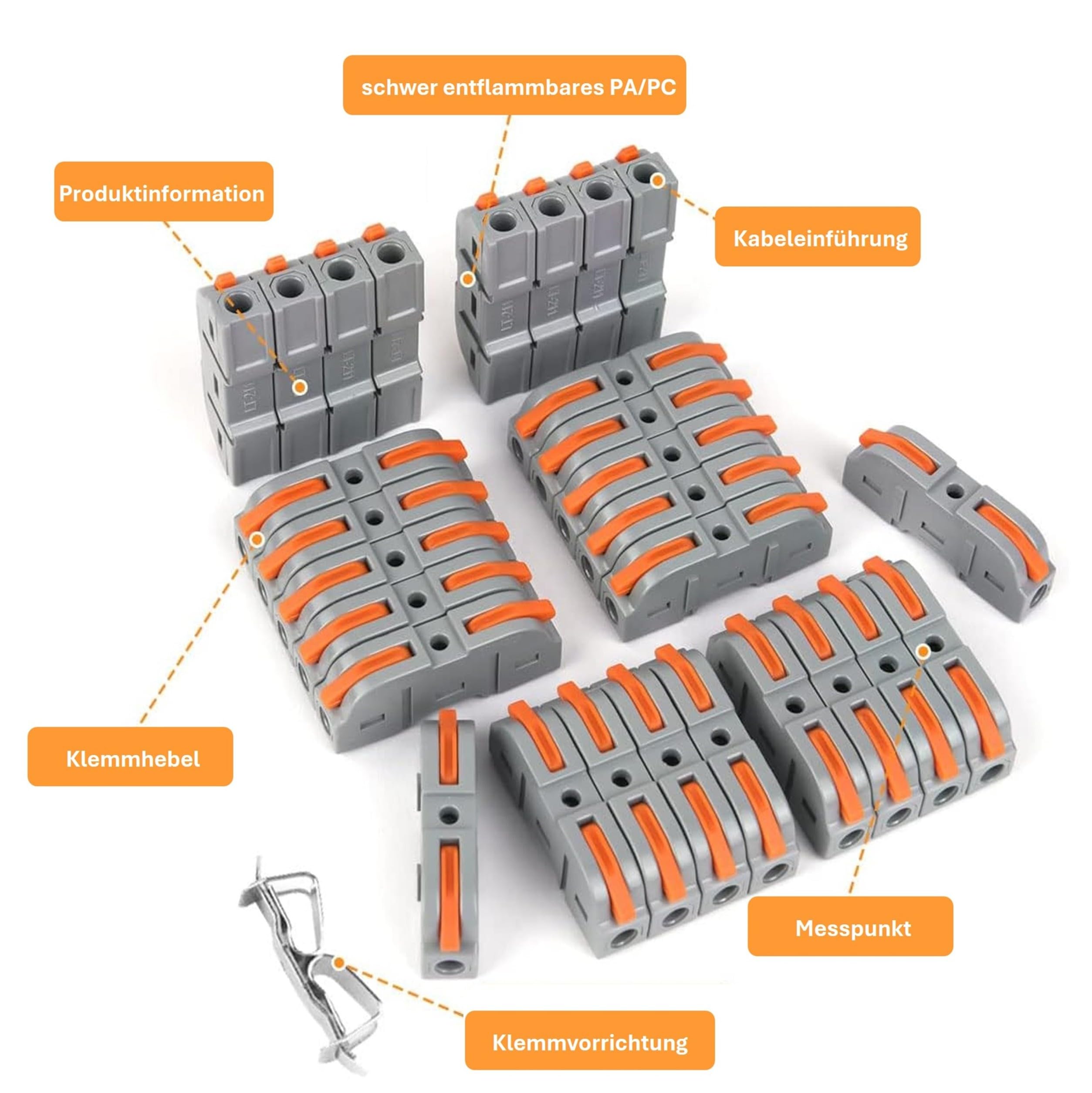 Woltersberger® Zacisk przyłączeniowy SPL-1 z dźwignią – 50 sztuk do 4 mm² – beznarzędziowy zacisk przyłączeniowy do instalacji kabli i prac elektrycznych