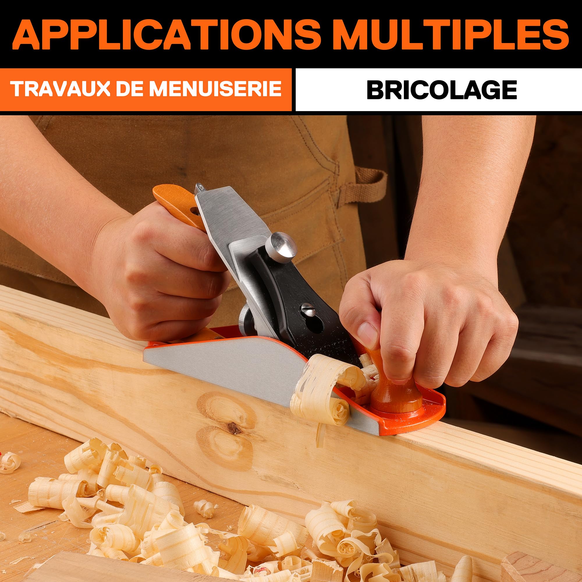 JORGENSEN Rabot N°4 à Bois, Rabot à Main Menuisier Manuel pour Travail du Bois, Corps en Fonte, Réglage de Profondeur de Coupe, Finition Précise pour Ébéniste, etc