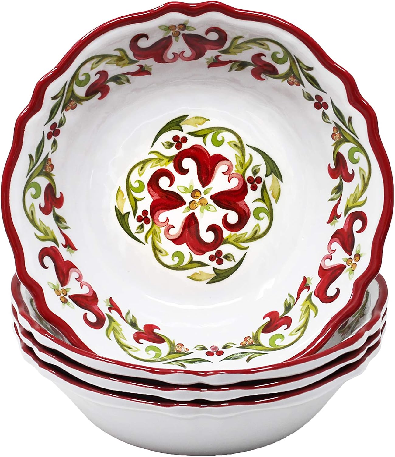 Le Cadeaux Vischio Holiday Collection Melamine Cereal Bowl, Set of 4