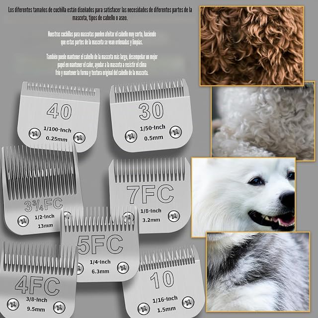 Foto 3 de 7 de YAZIYIR Cuchillas desmontables para el aseo de perros de acero inoxidable, compatibles con Andis, Oster-A5
