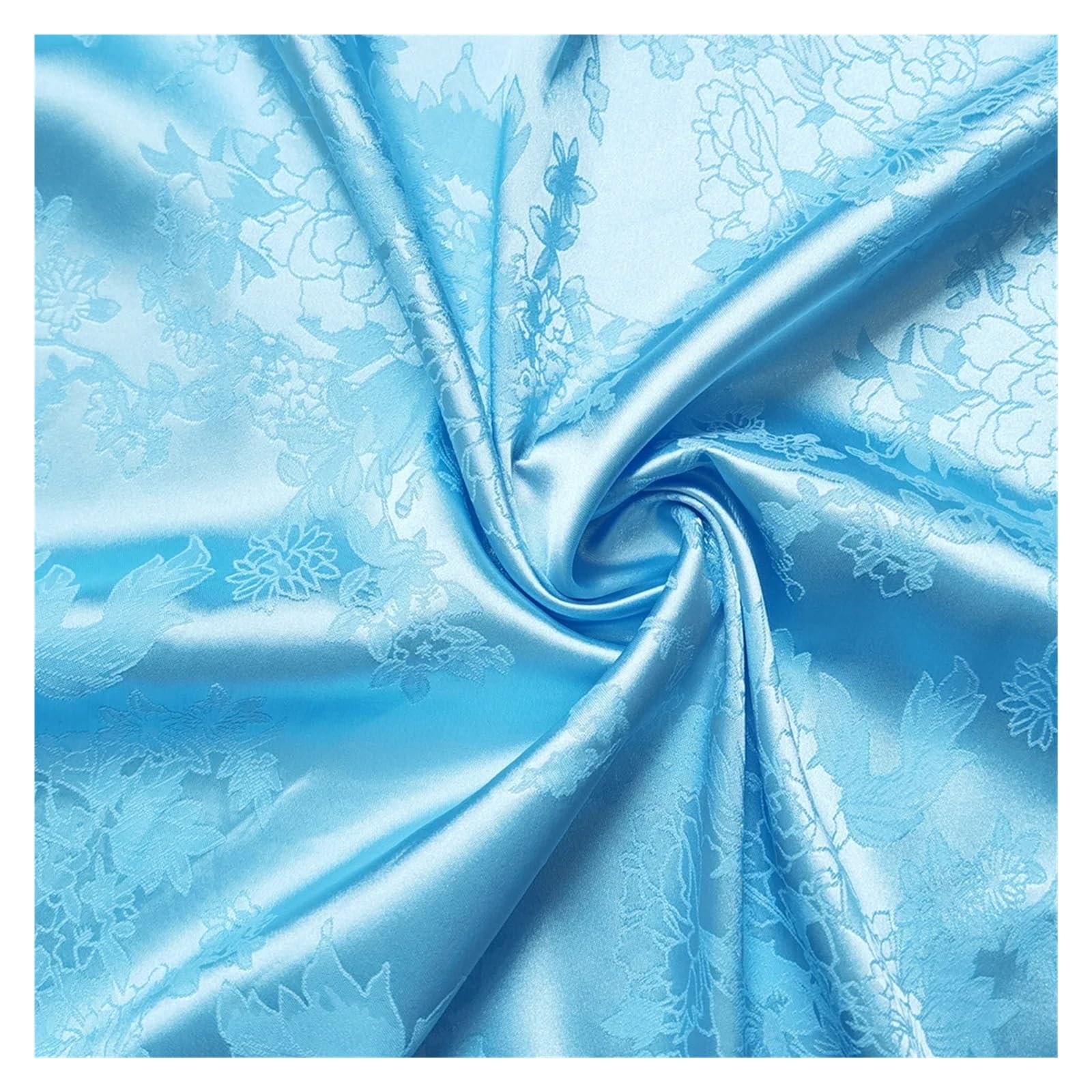 Tejido de satén sedoso Tela satinada de 58 pulgadas de ancho, Charmeuse sedoso, multicolor for coser vestido, forro, varios tamaños(Lake Blue,2 X 1.48M)