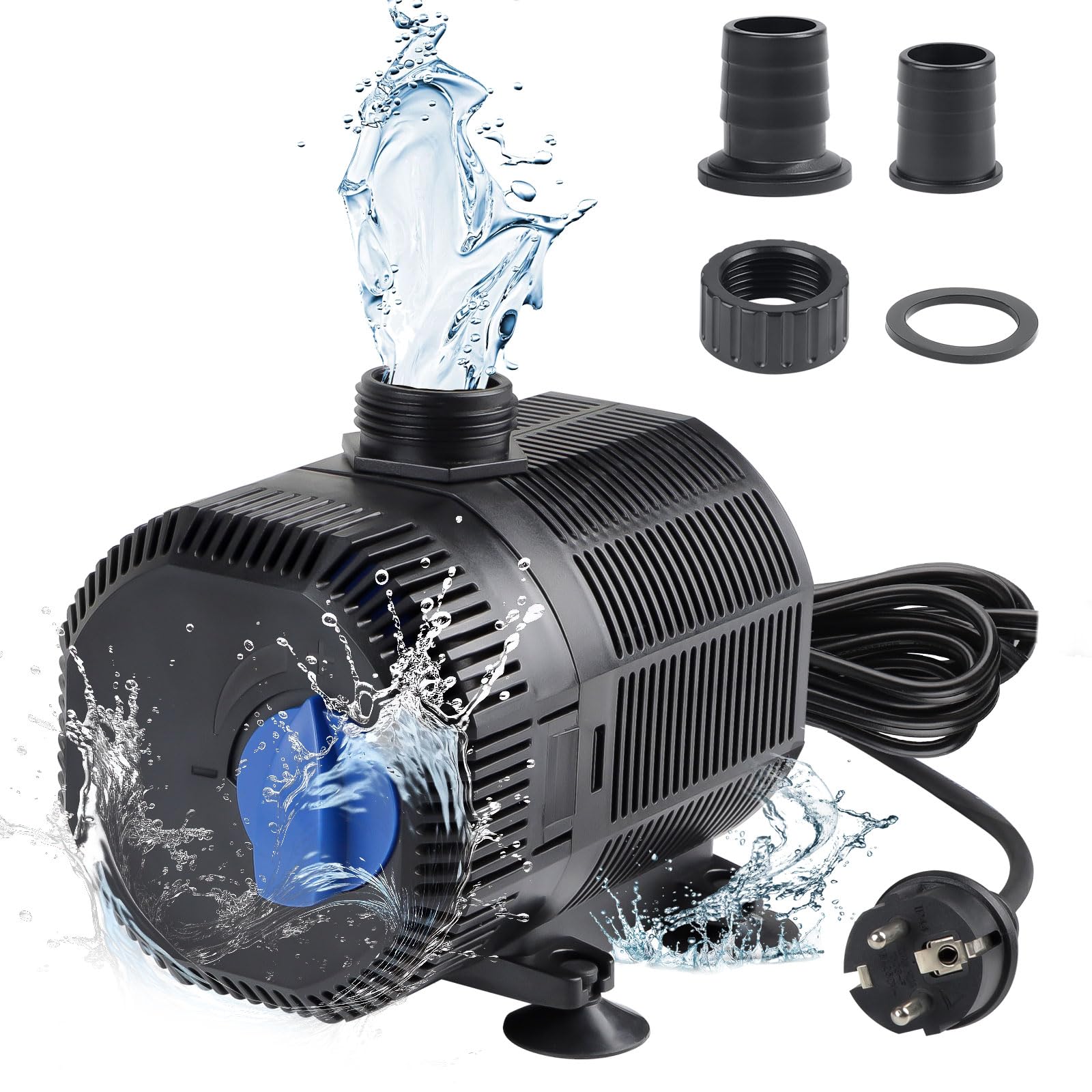 Pompa Per Laghetto 3000L/H Con Filtro - 55W, Cavo 10M, 2 Ugelli, Per Fontane E Ruscelli - Foto 8