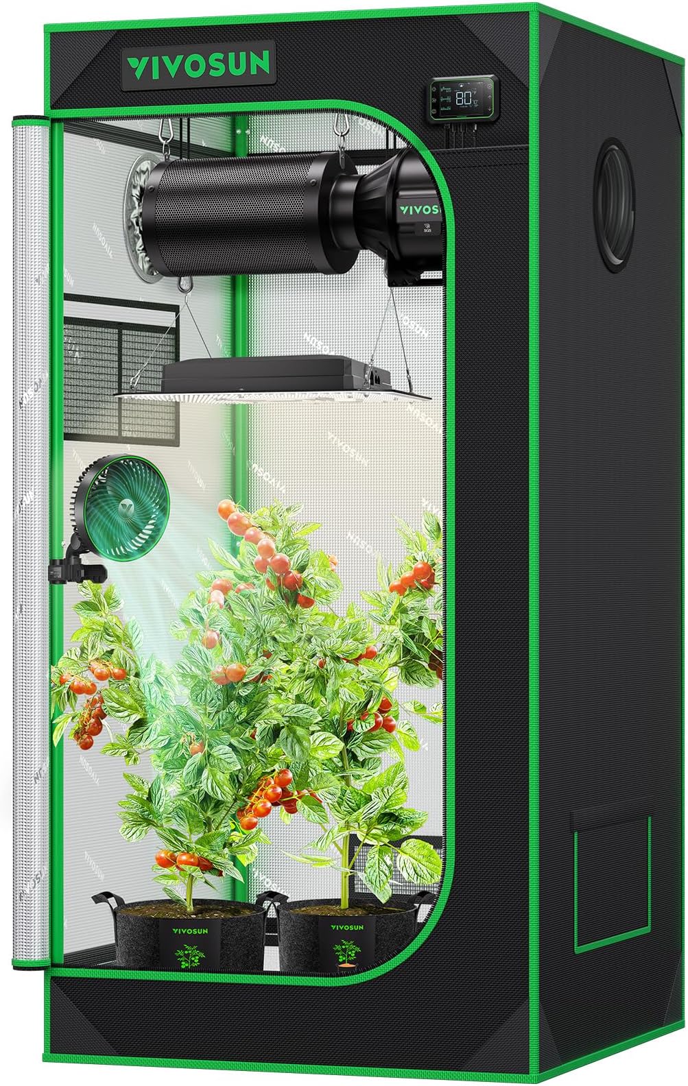 VIVOSUN Grow Tent 60x60x120 CM (24"x24"x48") High Reflective Mylar with Observation Window and Floor Tray for Hydroponics Indoor Plant for VS1000