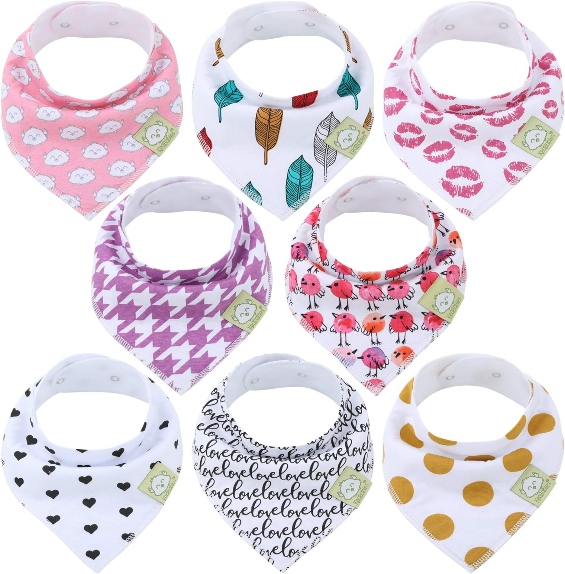 KeaBabies Baby Bandana Bibs - Super Absorbent for Boys and Girls 0-12 Months - Dribble Bibs for Weaning - Newborn, Toddler 8 Pack Set (Bold Bravery)