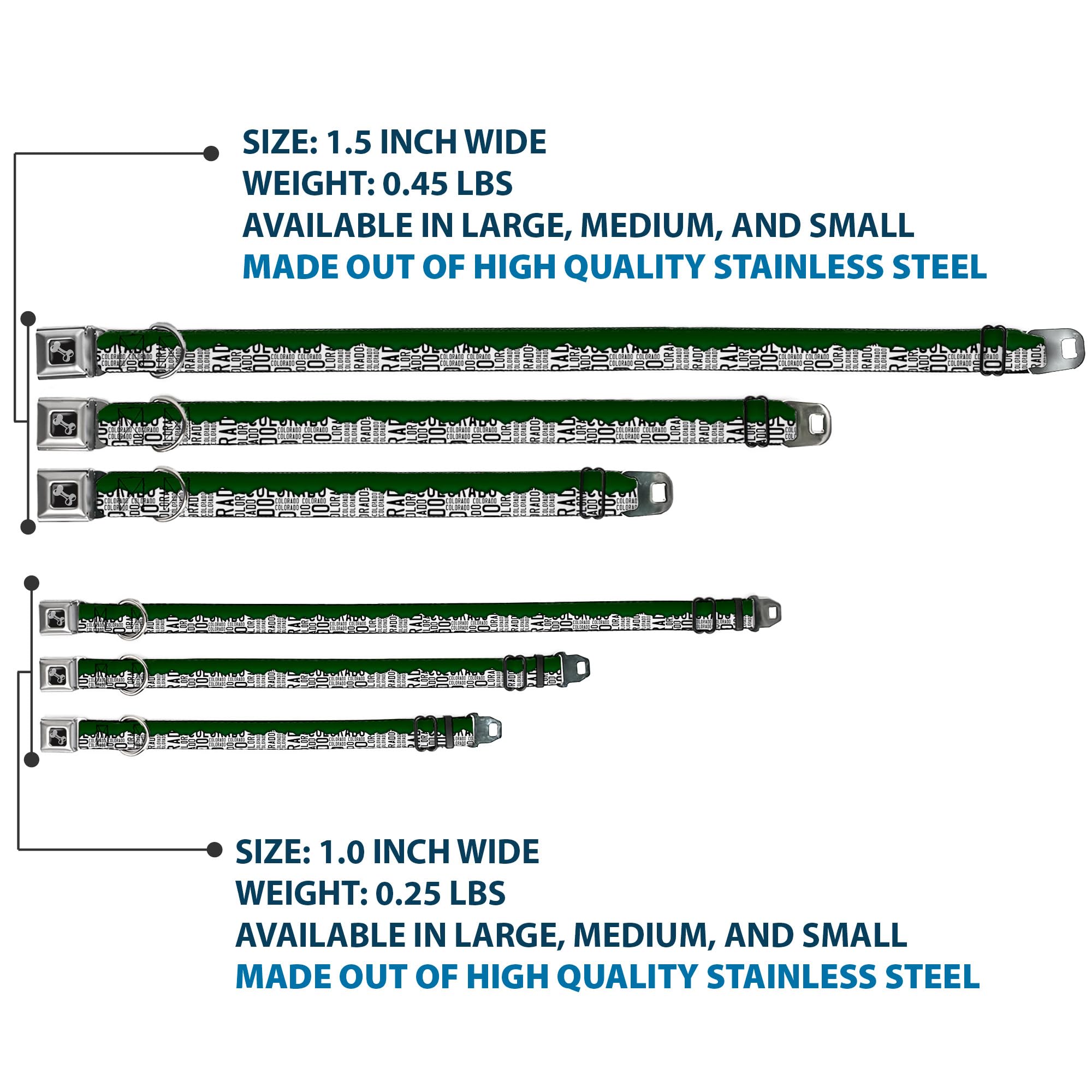 Buckle-Down DC-W35515-WS - Cinturón de Seguridad para Perro, Talla S, Color Verde, Blanco y Negro
