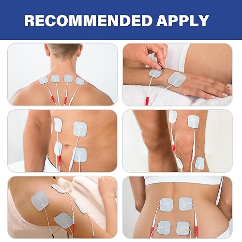 Miniatura 6 de LotFancy TENS - Almohadillas de electrodo de unidad, 80 unidades TENS de 2 x 2 pulgadas para electroterapia estimulador muscular EMS, reemplazo de