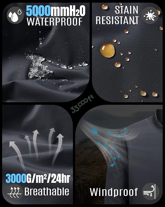 33,000ft Bomber Jacket Men Waterproof Windbreaker Insulated Puffer Jackets Sports Jackets Outwear for Motorcycle Hiking Golf Sailing