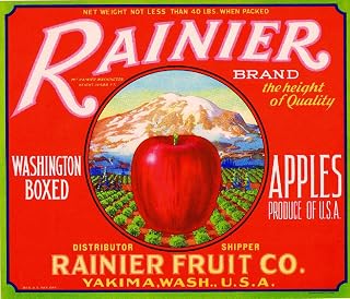 TYmall Vintage Metal Tin Sign 8X8 Inch Yakima Washington Mt. Mount Rainier Apple Fruit Crate Label Art Print