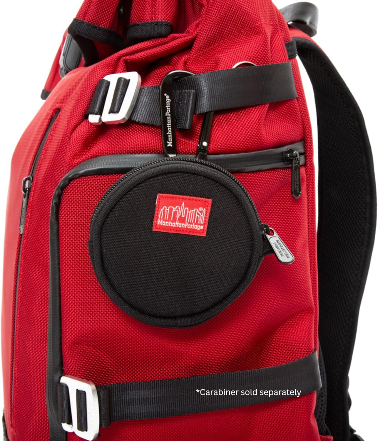 Ellington Circle Coin Purse Compact Wallet with Zipper Closure & Carabiner Loop 1000D Cordura Travel & EDC Organizer (Black) - Image 9