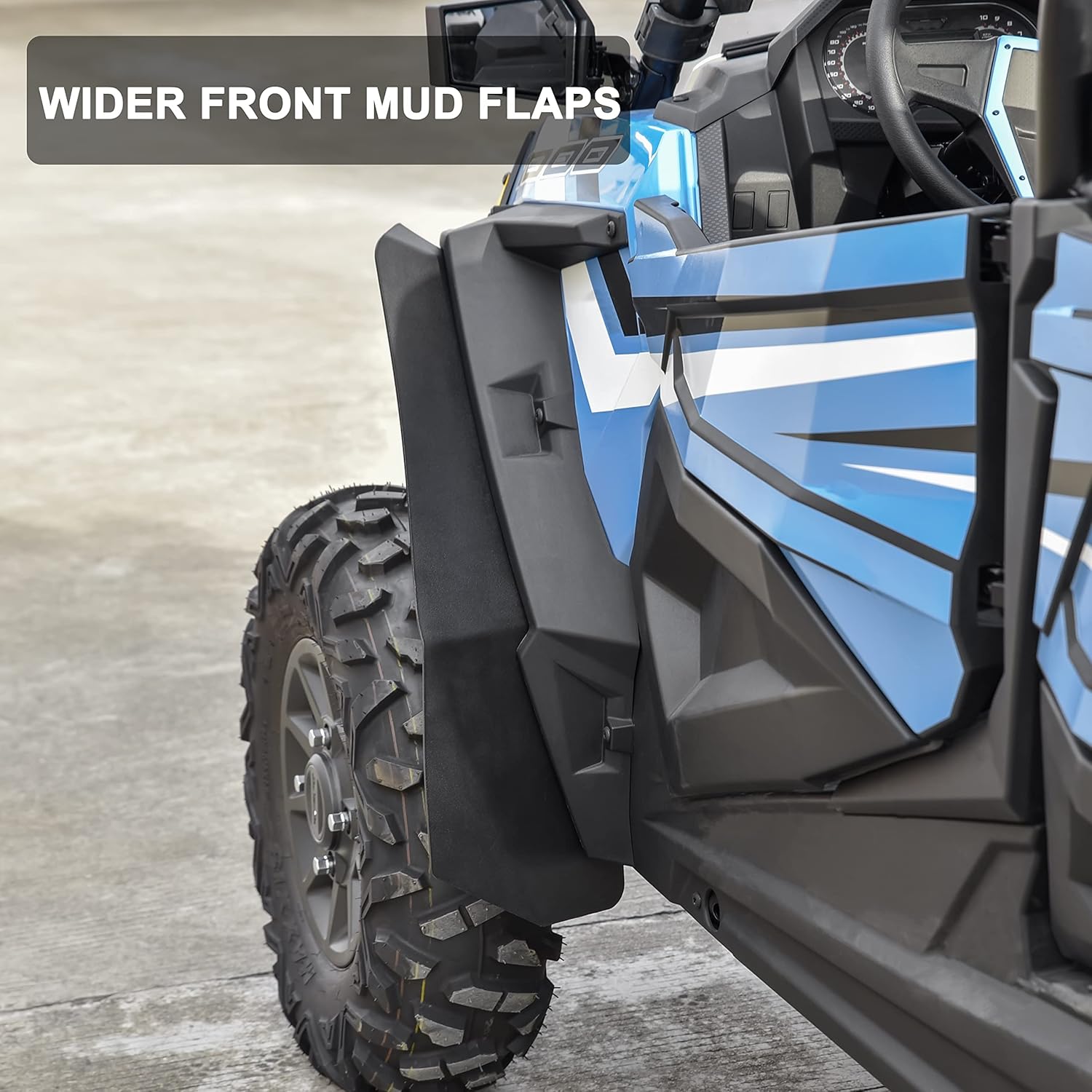 SAUTVS Wider Front Mud Flaps & Rear Fender Flares Kit for Polaris RZR XP/XP 4 1000 2014-2023 Accessories, XXL Splash Proof Extended Guards Front Mud Flaps and Rear Fender Flares Set (6PCS)