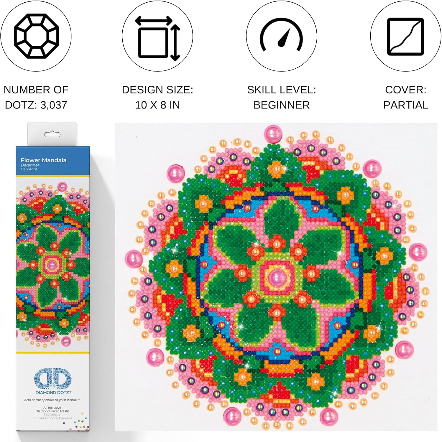 DIAMOND DOTZ Flower Mandala Diamond Painting Kits for Adults - Diamond Art Kits a Relaxing Creative Craft Kit with Dotz Gems i10x8