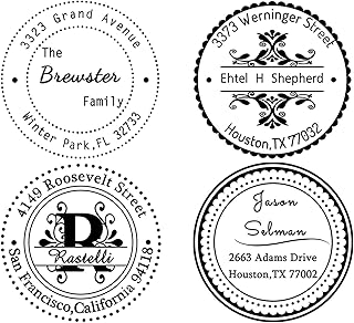 Custom Stamp Self Inking,1-5/8" Diameter,Personalized Stamp, Round Return Address Monogram Stamp for Envelope,Business,Deposit,Office,Card Making