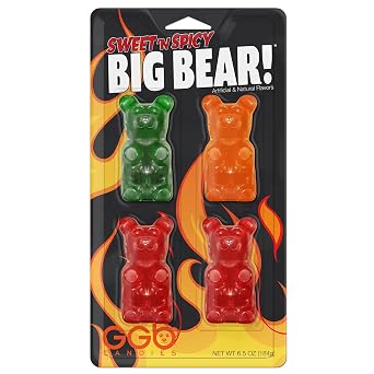 Big Bear!TM - 4 Pack of Hot and Spicy Gummy Bears from GGB Candies Sweet N Spicy