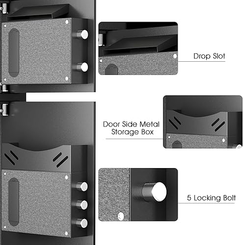 Miniatura 7 de Caja fuerte resistente de 6.0 Cub con sistema de alarma doble, ranura de depósito y teclado retroiluminado, ideal para el hogar, oficina, hotel