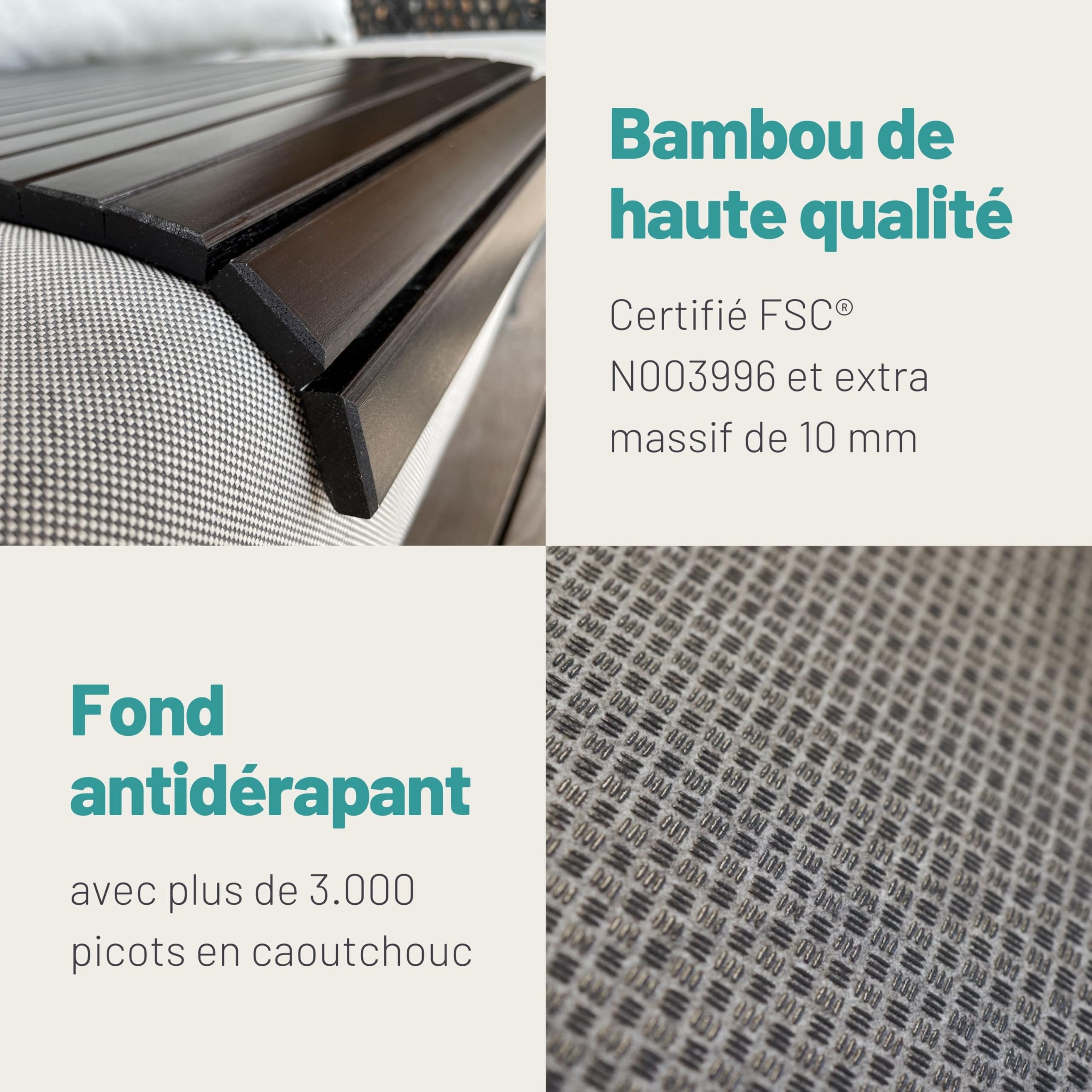 D&D Living Plateau de canapé - Support Flexible pour accoudoir en Bois Naturel | Plateau pour canapé, Bambou Noir (XL)