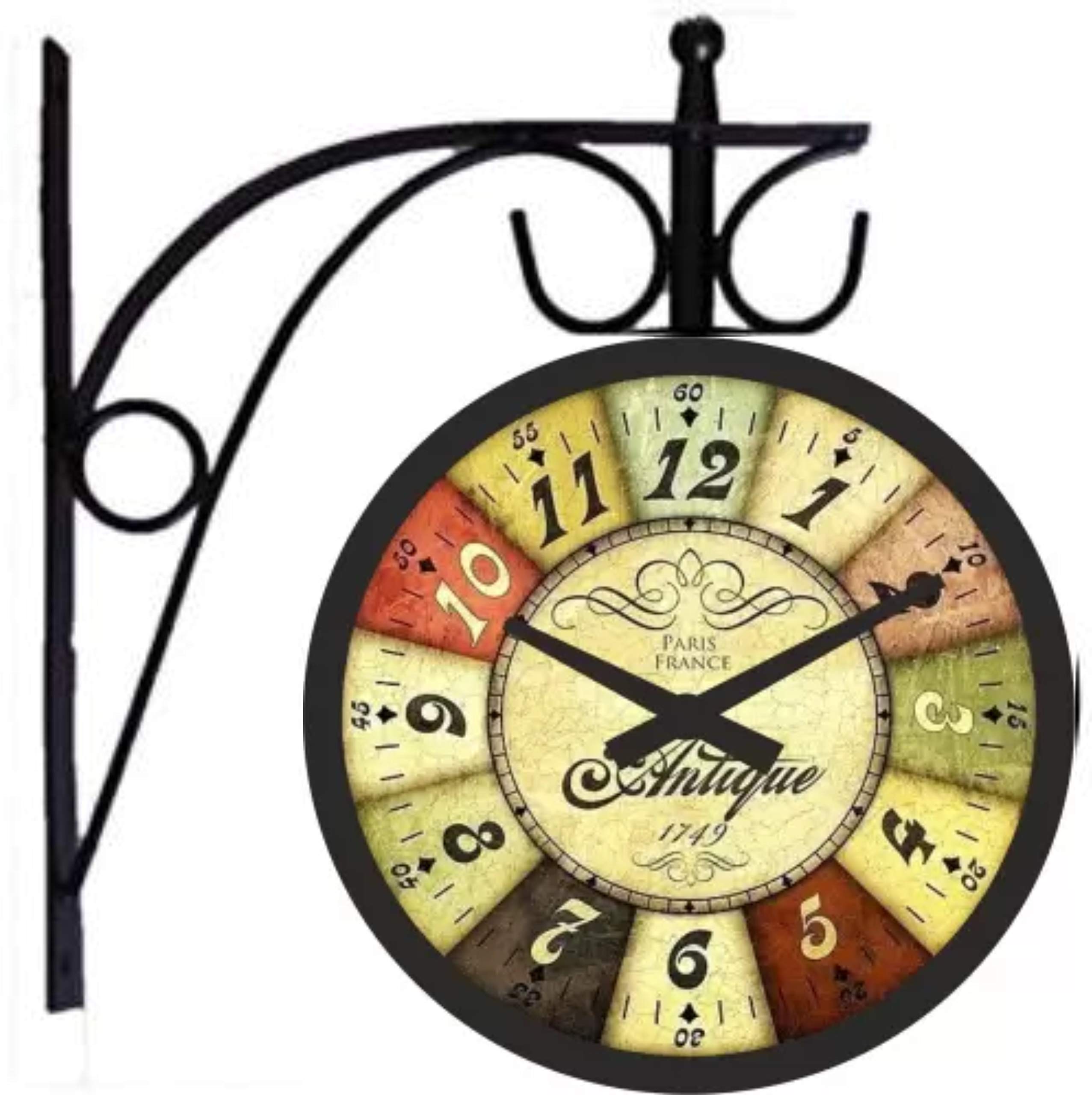 Vintage Brass Wall Clock - London Station Style -8