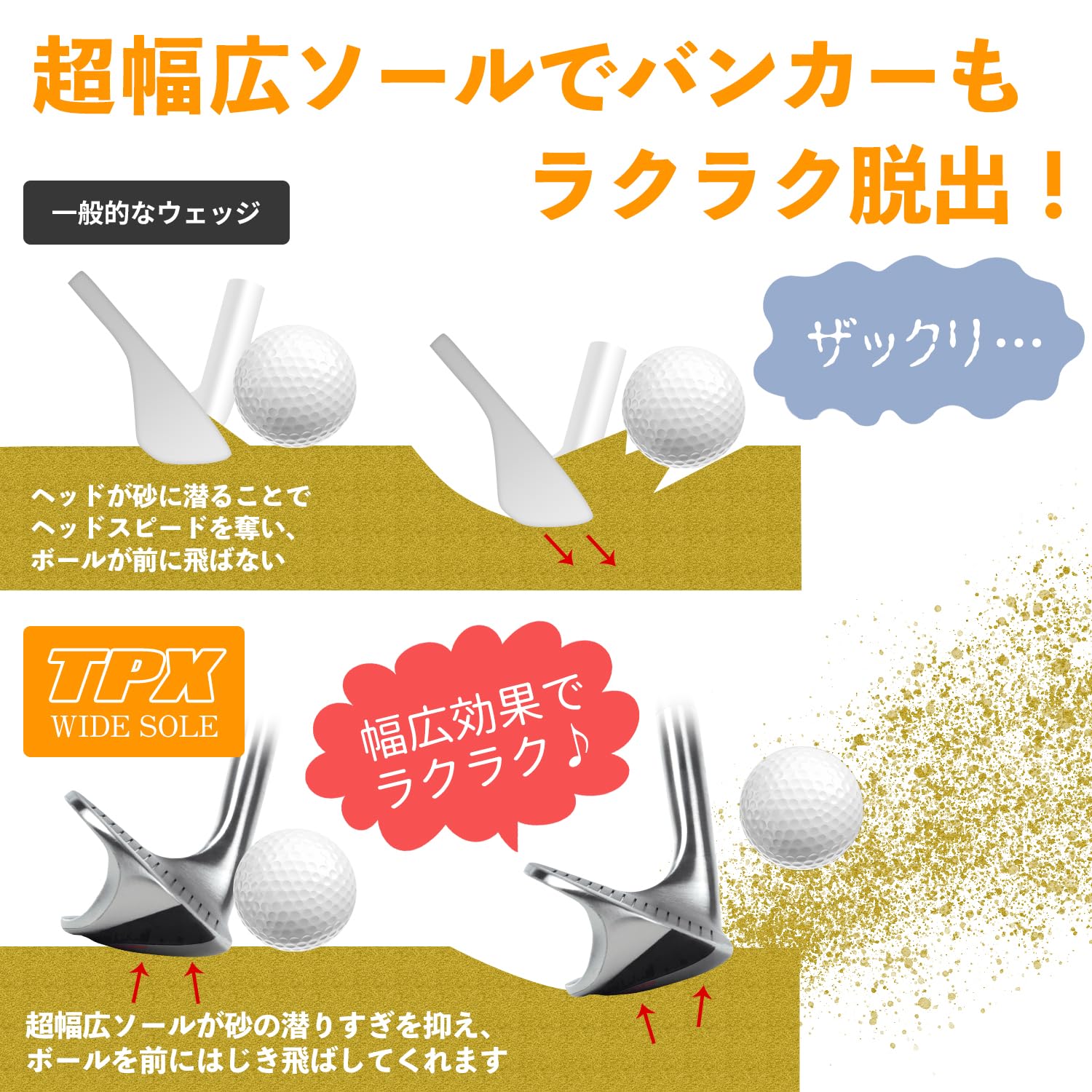 Amazon | バンカー専用ウェッジ TPX ワイドソールサンドウェッジ 59度