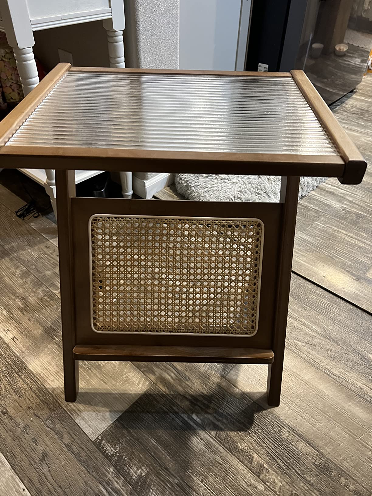 15/mo Finance Tiita Rattan Nightstand Side Table, Bamboo Accent