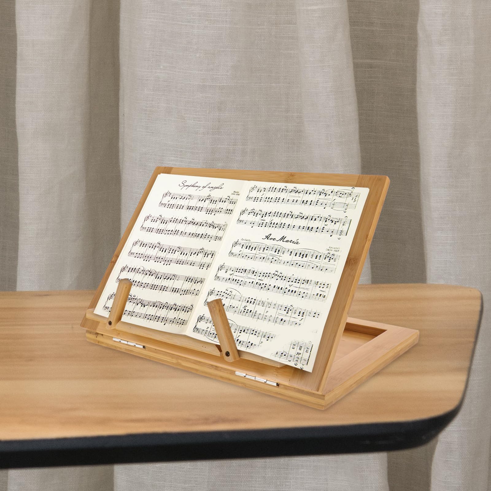 Notenständer Tisch Musikständer aus Bambus Abnehmbarer Notenhalter Kompakt und Tragbar für Klavier und Guzheng zu Hause