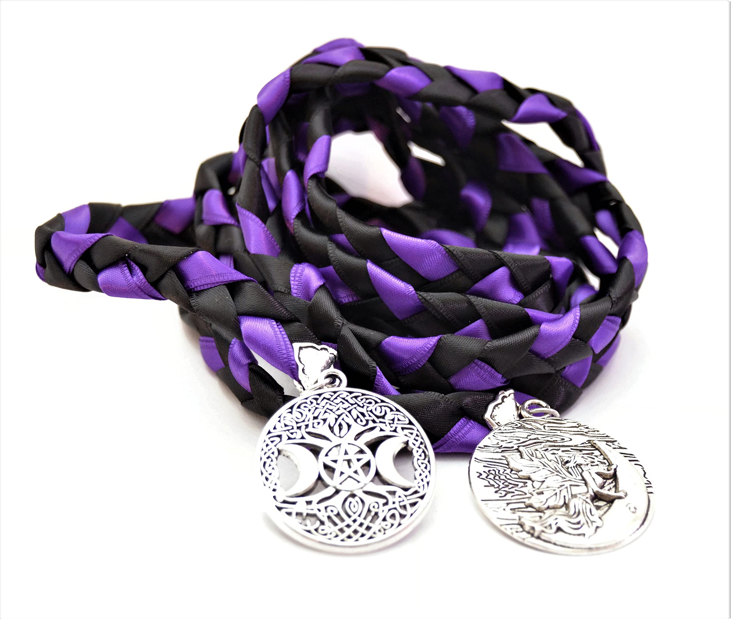 Purple & Black Triple Moon Goddess Wedding Handfasting Cord #Wedding #DivinityBraid #Celtic #Handfasting #Wedding #Pagan #HandfastingCord(HF-020), Black & Purple