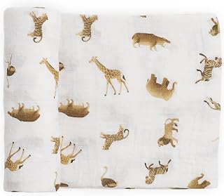 Little Unicorn Muslin Swaddle Blanket for Newborns & Infants | Soft & Breathable Fabric | Baby Blanket for Swaddling, Nursing, Shower Gifts (Animal Crackers)
