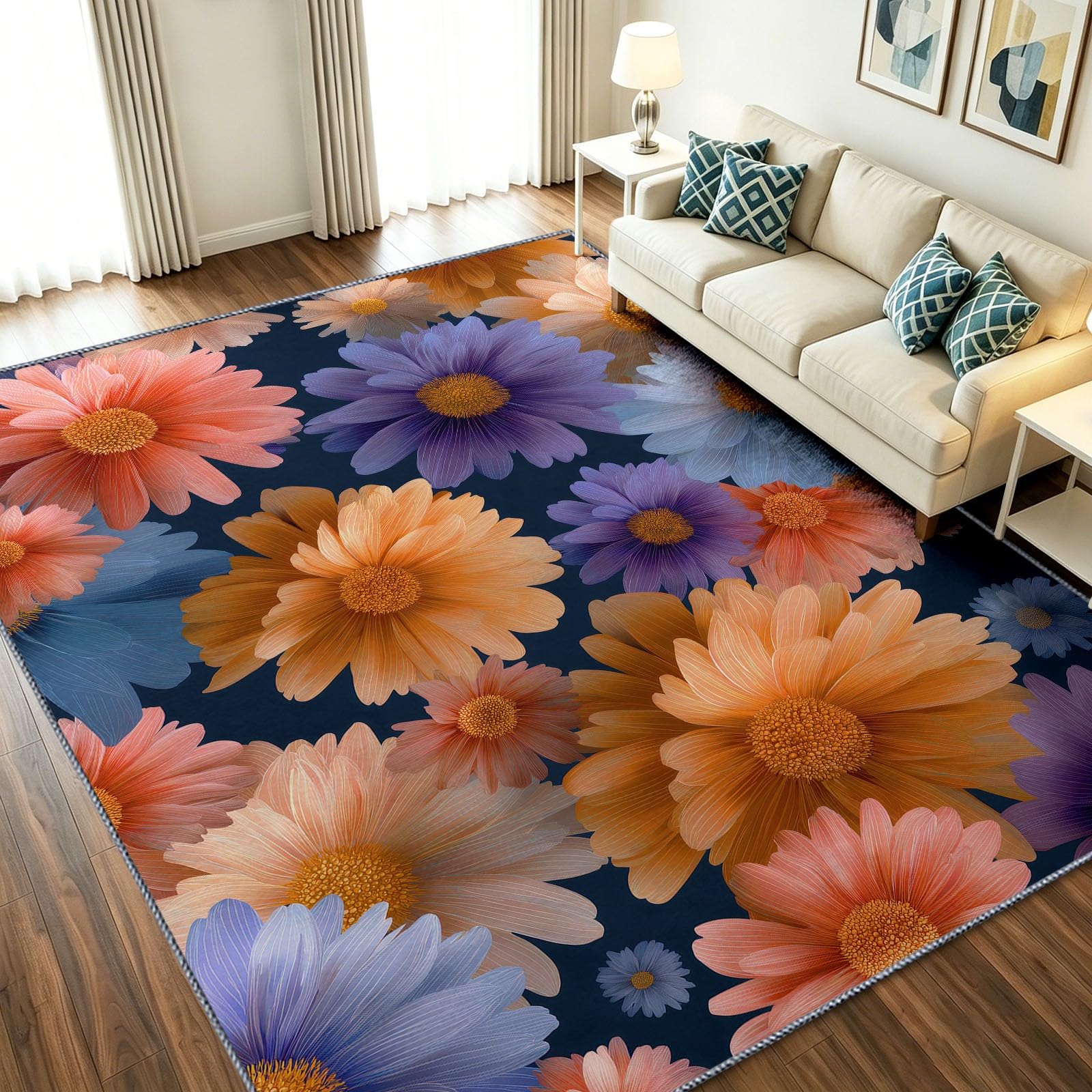 Alfombra para cuarto de baño con flores margaritas, ideal para decorar tu dormitorio o cocina