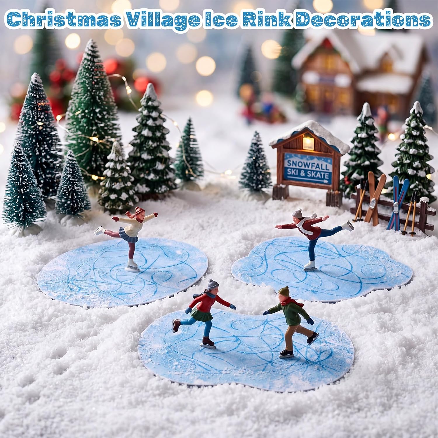 Fuutreo 6pcs Christmas Miniature Village Ice Pond Accessories Ice Rink Mats