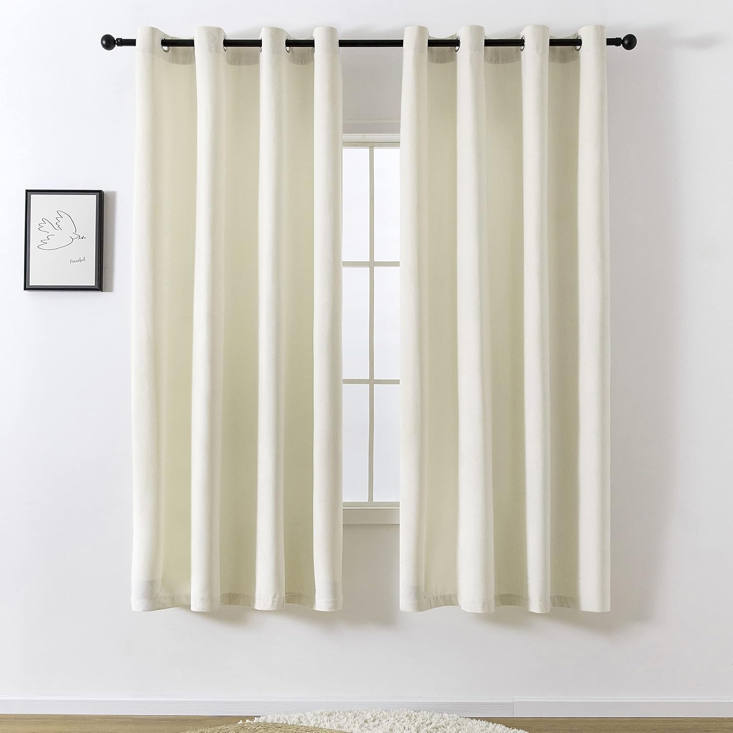 VANASEE Ivory Velvet Curtains 72 inch Length- Room Darkening Drapes for Bedroom Window Treatment for Living Room with Grommet, 2 Panels(W52 x L72 Inch, Ivory) 52"W x 72"L (Pack of 2) Ivory