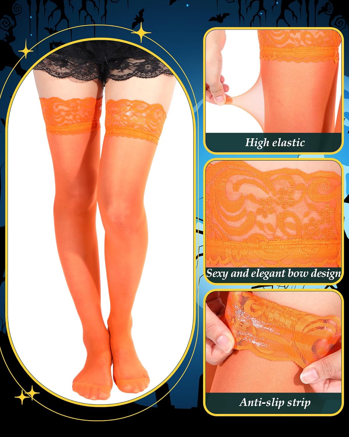 Syhood 2 Pairs Valentine's Day Women's Lace Top Thigh High Sheer Stockings Thigh Highs for women - Image 5