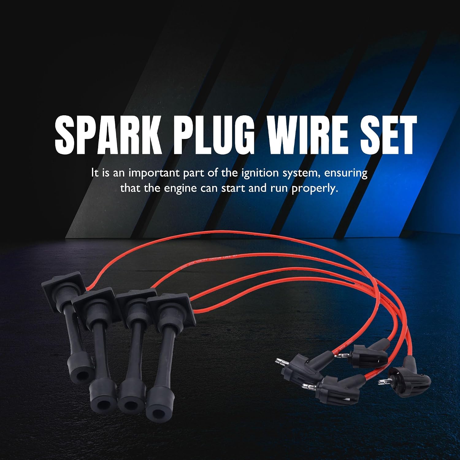 Spark Plug Wires Set 5MM Replacement for Geo Prizm Toyota Celica Corolla 1.6L 1.8L 1993-1997 Replace 94853682, 90919-22327, 9091922327, 71-4168, 6714168, 9485368, 55910 Ignition Wire Set of 4