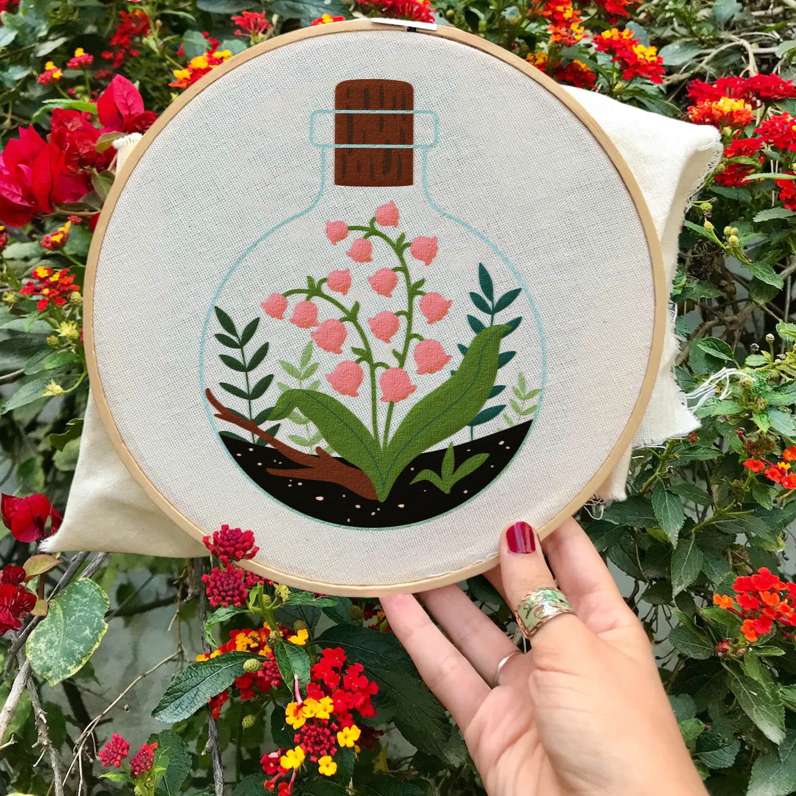 Kit Broderie Débutant - 4 Motifs Cactus - Fournitures Complètes (tissu, Fils, Aiguilles, Cercles…)