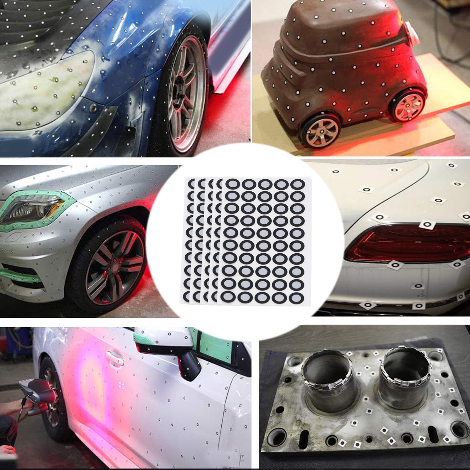 50Pcs 6mm Inner Diameter 10mm Outer Diameter High Reflectivity Markers with Bright Reflective Film for 3D Scanning, Motion Catch, and Gait Analysis