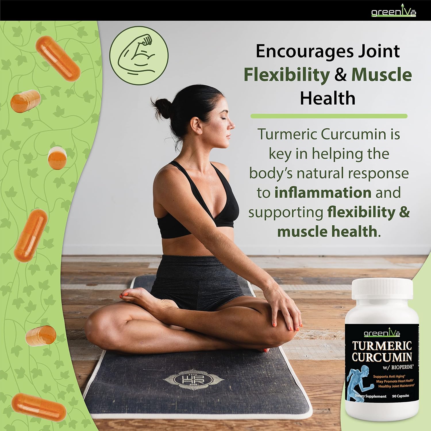 Greenive Turmeric Curcumin with BioPerine 90 Capsules with Curcumin 46X Higher Absorption and Exclusively on Amazon