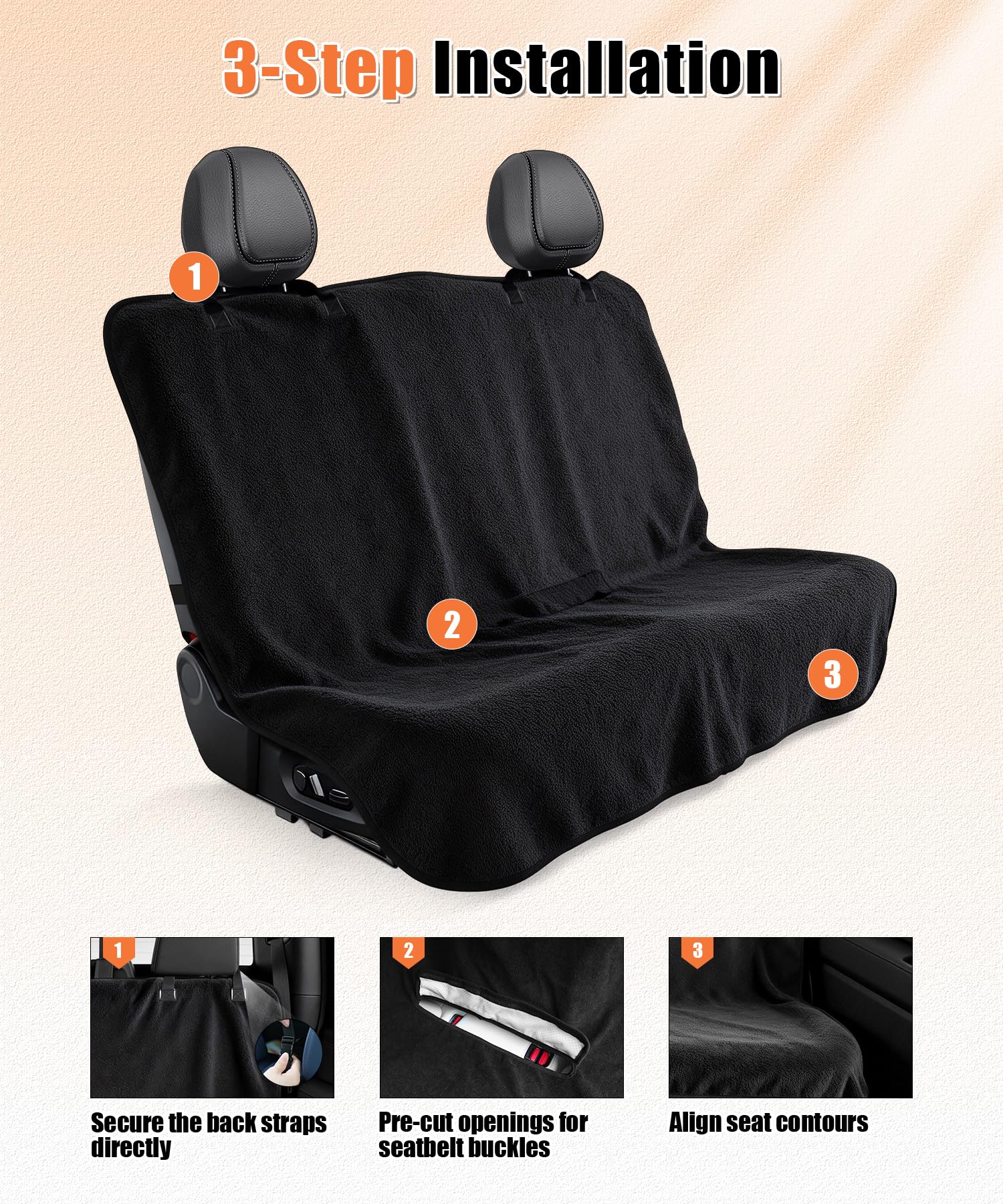 Universal Back Car Seat Cover for Pets Dog Seat Cover Hammock Heavy Duty Scratch Proof Nonslip 100% Waterproof Durable Soft Car Accessories Interior for Women and Man Cars, Trucks, SUVs, Jeep - image 3