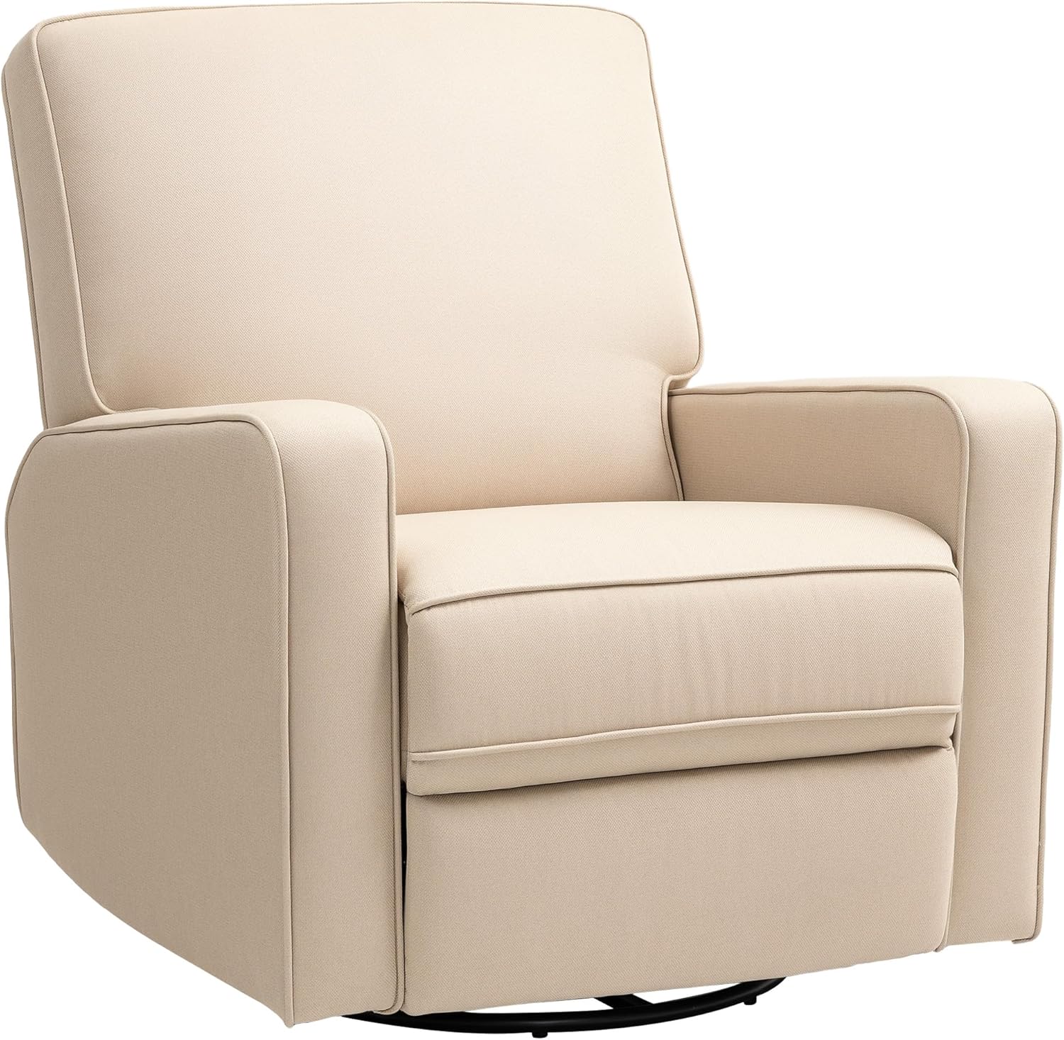 HOMCOM Beige Swivel Rocker Recliner Chair - Manual 145° Recline, Breathable Fabric, Thick Cushions, Footrest for Living Room Relaxation