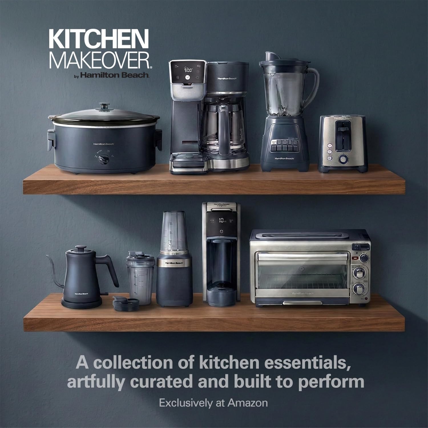 Hamilton Beach 2-in-1 Countertop Toaster Oven and Long Slot 2 Slice Toaster, 60 Minute Timer and Automatic Shut Off, Shade Selector, Blue & Stainless Steel (31158)