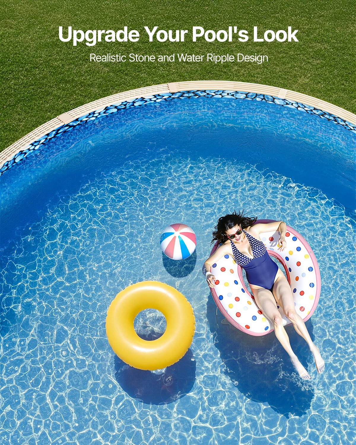 VEVOR Revestimiento para Piscina Elevada 640 cm Forma Redonda Cubierta para Piscinas de Vinilo Altura de Pared 132,1 cm Resistente al Desgarro con Lados de Acero Fácil instalación para Patio Jardín