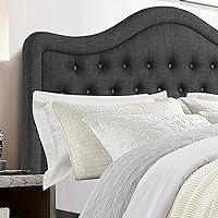 Vista 40 de Rosevera Turin Linen - Cama tapizada con paneles y cabecero capitonado con botones ajustables para dormitorio, tamaño Queen, color gris