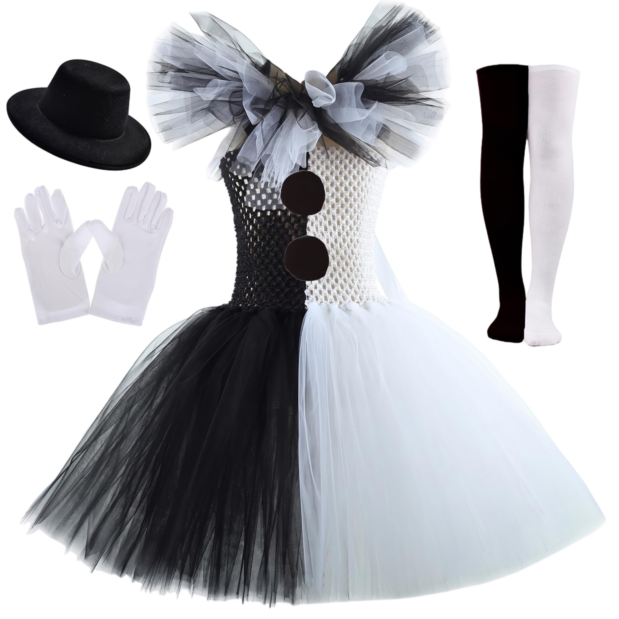 Set costume da clown per bambini Completo completo 31, 5-35, 43 pollici | Design classico da clown, accessori completi, comodo tulle, ideale per Halloween e travestimenti