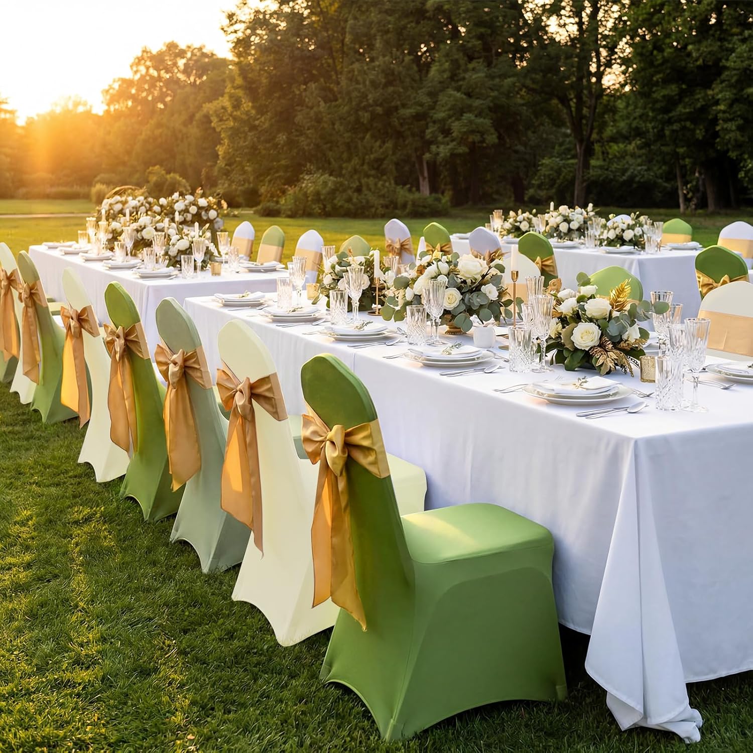 Oudain 12 Pcs Sage Green Folding Chair Covers Universal Spandex Slipcovers Washable Removable Stretch Chair Protector Covers for Wedding Baby Shower Birthday Party Decoration