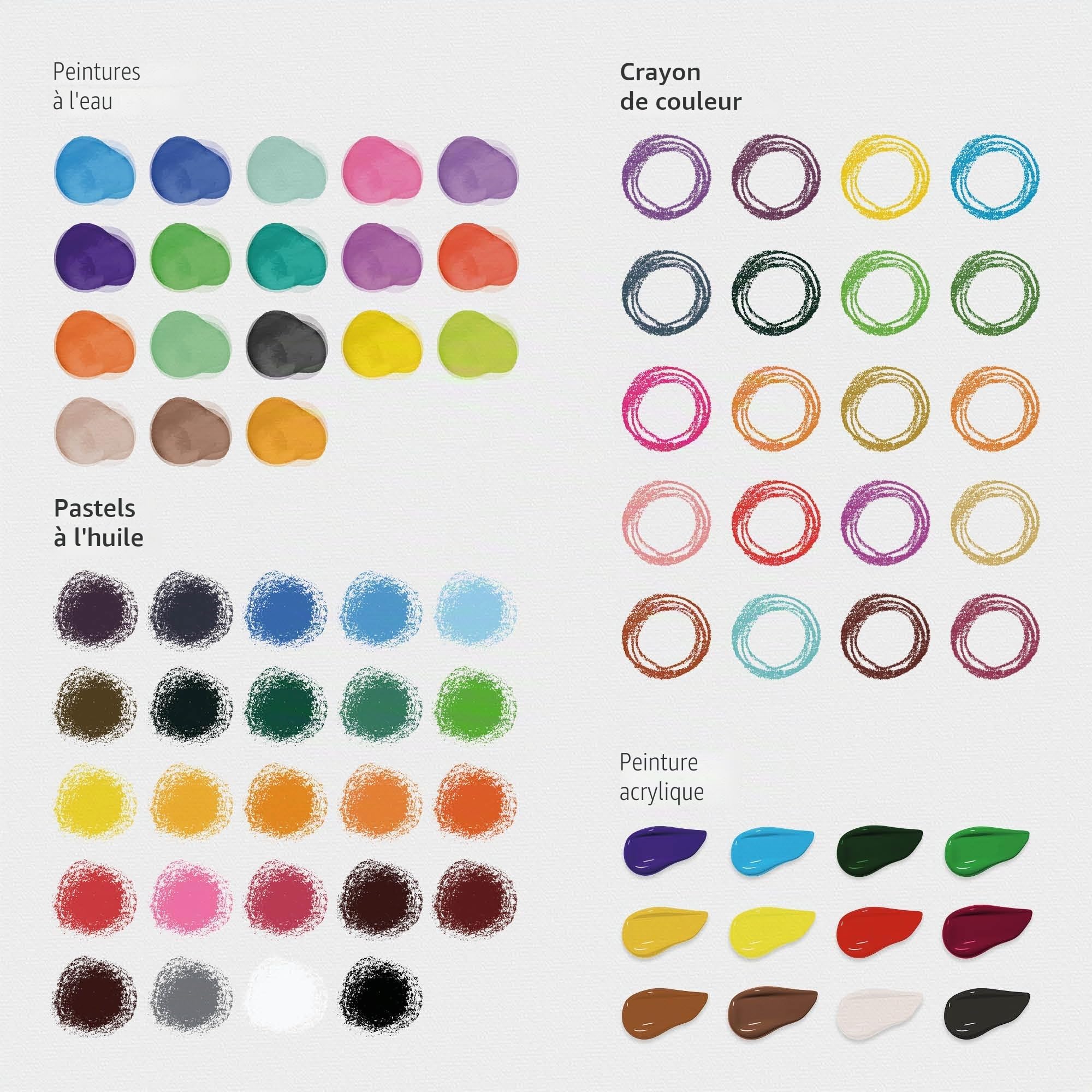 ECD Germany Set de Peinture avec Chevalet en Métal, 140 Pièces, Kit d'Artiste Pastels à l'Huile Acrylique Crayons de Couleur Pinceaux, Sac de Transport, Chevalet d'Atelier Trépied extensible 156 cm