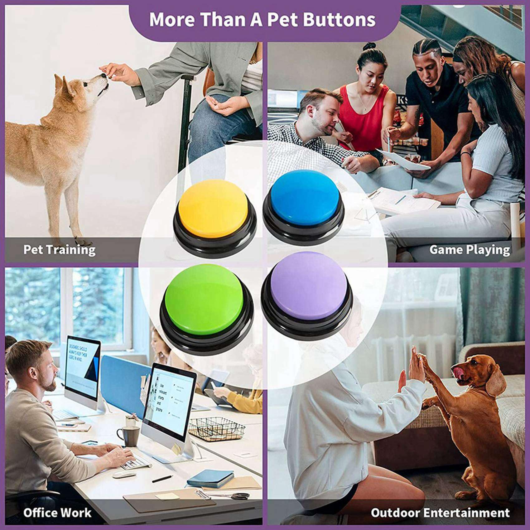 Botones Grabables para Perros, Botones para Perros para ComunicacióN Zumbador de Entrenamiento de Mascotas, Juego de Botones Parlantes para Perros, Regalo Divertido, 12 Piezas