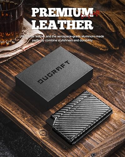 Miniatura 6 de DUGRAFT Cartera minimalista con ventana de identificación, cartera minimalista delgada para hombres, bloqueo RFID con ventana de identificación con